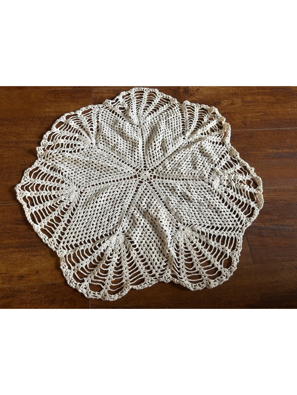 Round Crochet Doily Table Mat in Cream